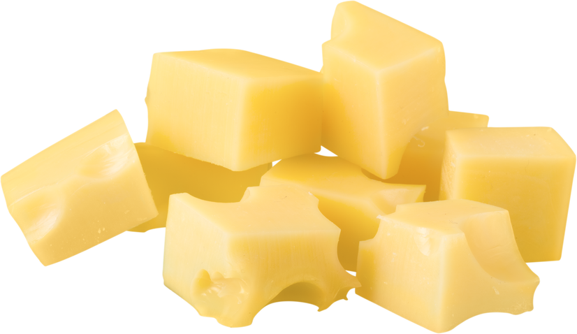 Pieces of Cheese Isolated on White